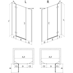 MEXEN/S - Mist-H sprchové dveře křídlové pravé 120, transparent, zlatá kartáčovaná 8A5-120-001-55-00-P