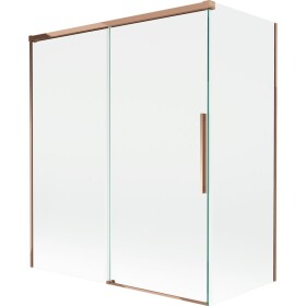 MEXEN/S - Rox vanová zástěna 2-křídlová posuvná 140 + 70 x 150, transparent, růžové zlato 8C9-140-070-60-00