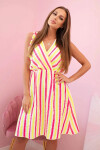 Dámské bavlněné šaty v barevných pruzích neonově žlutá UNI
