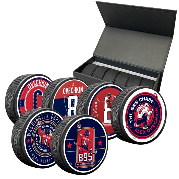 Mustang Sada 6 puků Washington Capitals NHL Alexander Ovechkin 895 Recording Breaking 6 Pack