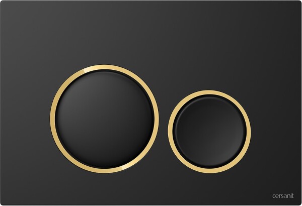 CERSANIT - Tlačítko LUNA RING černý mat, detail zlatý lesk K97-0632