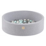 PLUSH NEST PLUSH NEST Suchý bazén kulatý Bavlna (světle šedý) Ø 90 × 30 cm s 200 míčky