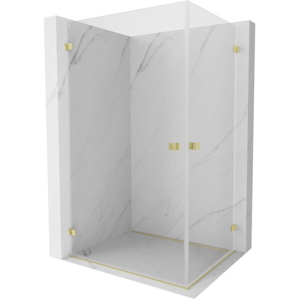 MEXEN/S - Lunar-B Duo sprchový kout dveře křídlové 90 x 80, transparent, zlato kartáčovaná 832-090L-080P-55-00