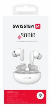 SWISSTEN SONIC TWS bílá / Bluetooth sluchátka / BT 5.3 / 2x 30 mAh / 230 mAh (54400210)