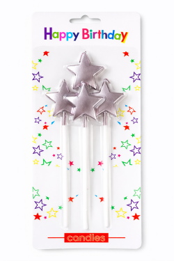 Dortová svíčka hvězda fialová 4ks