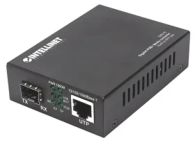 Intellinet Gigabit PoE+ Media Converter / Konvertor médií / 1x RJ-45 / 1x SFP / 1000 Mbps / PoE+ / 120 km (508216)