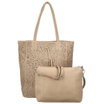 Módní dámský koženkový set kabelek Safira, béžový