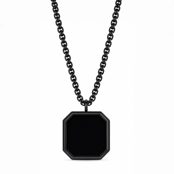 Pánský náhrdelník Fabiano Black - černý onyx, chirurgická ocel, Černá 60 cm