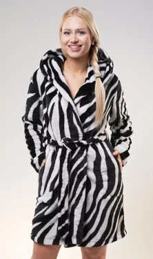 Dámský župan krátký s kapucí Vienetta Secret Zebra