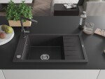 MEXEN/S - Elias granitový dřez 1 s odkapávačem včetně baterie Flora, černá kropenatá 6511-76-670401-08