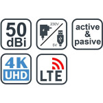 EVOLVEO Xany 1 LTE 230/5V, 50dBi aktivní pokojová anténa DVB-T/T2, LTE filtr