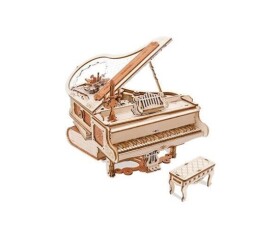 RoboTime 3D Dřevěná hrací skříňka Kouzelné piano (mechanický pohon)