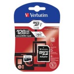 VERBATIM microSDXC 128 GB s SD adaptérem / Class 10 / R: 90 MBps / W: 10 MBps (44085)