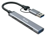 Equip šedá / USB hub / 4 porty / 3x USB-C, 1x USB-A / USB 3.2 Gen 1 / 5 Gbit/s (128969)