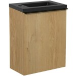 CERANO - Umyvadlová skříňka pro WC Zola - dub medový + umyvadlo z lit. mramoru - černá matná - 40x55x23,5 CER-999997