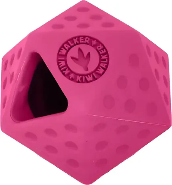 KIWI WALKER Gumová hračka ICOSABALL Mini růžová / Hračka pro psy / otvor na pamlsky / 6,5 cm (RUB-858)