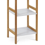 Regál, 5 polic, masiv bambus, přírodní odstín, MDF, bílý matný lak, nosn. 15 kg