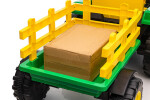 Mamido Dětský elektrický traktor s vlečkou 12V 7Ah EVA kola ECO kůže zelený