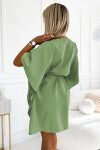 Dámské šaty se zavazováním v pase SOFIA 287-27 Olivová - Numoco olivovo zelená L/XL
