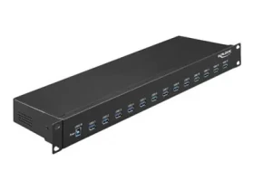 Delock 19" průmyslový USB hub 13x USB-A černá / USB hub / USB 3.2 Gen 1 / 5000 Mbit/s / kov (64039)
