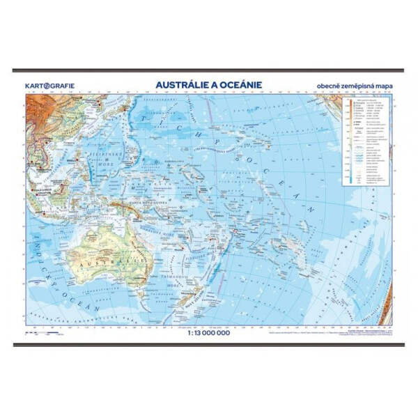Austrálie Oceánie školní nástěnná zeměpisná mapa