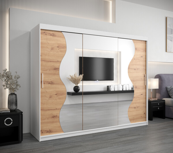 Šatní skříň Abi Mr Dveře: Bílá, Rozměr: 250 cm, Korpus: Dub artisan