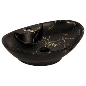 KERRA - Umývadlo na desku KR-139 MARBLE BL/G (černozlaté) 5907548118424