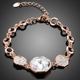 Náramek Swarovski Elements Berneice, Bílá/čirá 16 cm + 3 cm (prodloužení)