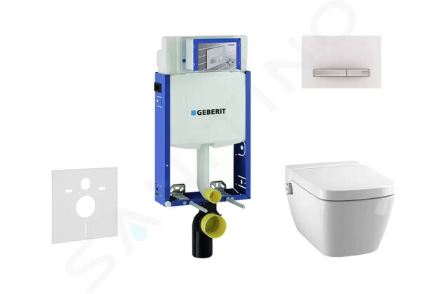 GEBERIT - Kombifix Modul pro závěsné WC s tlačítkem Sigma50, alpská bílá + Tece One - sprchovací toaleta a sedátko, Rimless, SoftClose 110.302.00.5 NT8
