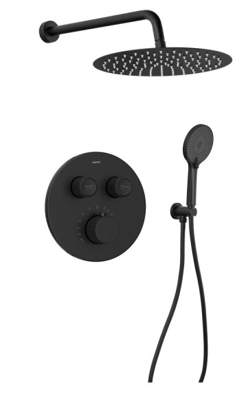 SAPHO - SMART SELECT podomítkový sprchový set s termostatickou baterií, 2 výstupy, vyústění, černá mat RP032B-01