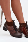 Zazoo 60503 kožené kotníčkové boty na podpatku vyhřívané čokoládové 37