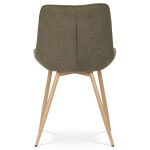 Židle jídelní, hnědá látka, kovové nohy, 3D dekor dub