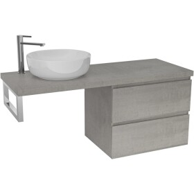 CERANO Koupelnová skříňka Carole - betonově šedá + deska pod umyvadlo Navira Pro - 36 mm + konzole chrom - 160x46x51,6 cm