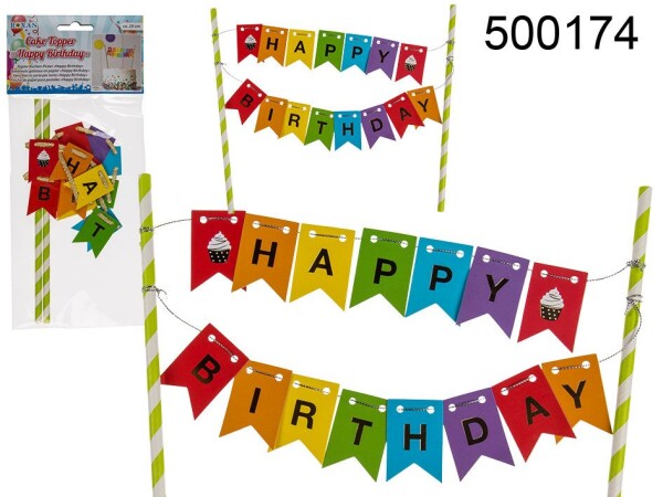 Ootb.de Girlanda na dort - Happy Birthday 20cm