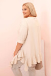 Dámská blůza Plus Size s bavlnou, kapsou a ohrnutým rukávem kiwi UNI