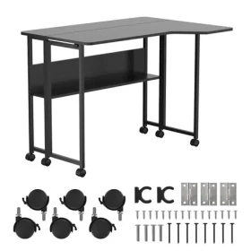 Maclean MC-126 L/B černá / Skládací stůl / mobilní / 100x73 cm / zalomený, L-tvar / nosnost 50 kg / s policí (MC-126 L/B)