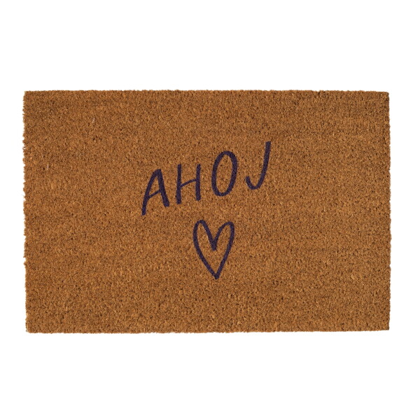 Bella Rose Rohožka z kokosových vláken Ahoj / Srdíčko, přírodní barva