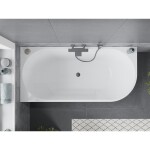 MEXEN/S - Mia volně stojící rohová vana levá 160 x 80, bílá/černá, sifon a přepad grafit metal 52691608075L-95