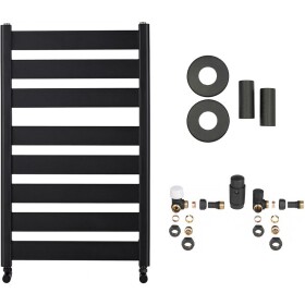 CERANO - Koupelnový radiátorový set Marco - ústřední vytápění - boční připojení - 698W - černá matná - 920x550 mm CER-701326