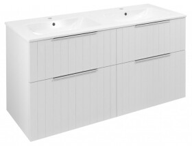 SAPHO - CIRASA umyvadlová skříňka s dvojumyvadlem 121x66x46cm, bílá mat strip CR121-3131S-21