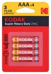 Kodak Super Heavy Duty AAA / Baterie / zinkochloridové / 4 ks / 1,5 V (KOD-R3)