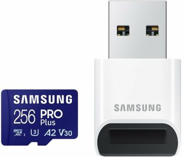 SAMSUNG PRO Plus microSDXC 256 GB + USB adaptér / UHS-1 / Class 10 / U3 / Čtení: 180MBps / Zápis: 130MBps (MB-MD256SB/WW)