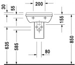 DURAVIT - Starck 3 Umývátko 45x32 cm, s přepadem, s otvorem pro baterii, s WonderGliss, bílá 07504500001