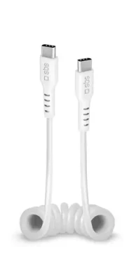 SBS spirálový kabel USB-C - USB-C 1m bílá (TECABLETYPCCS1W)
