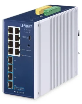 PLANET IGS-4215-8T4X / Switch průmyslový / L2/L4 / 8x GbE RJ-45 / 4x SFP / DIN / IP30 (IGS-4215-8T4X)