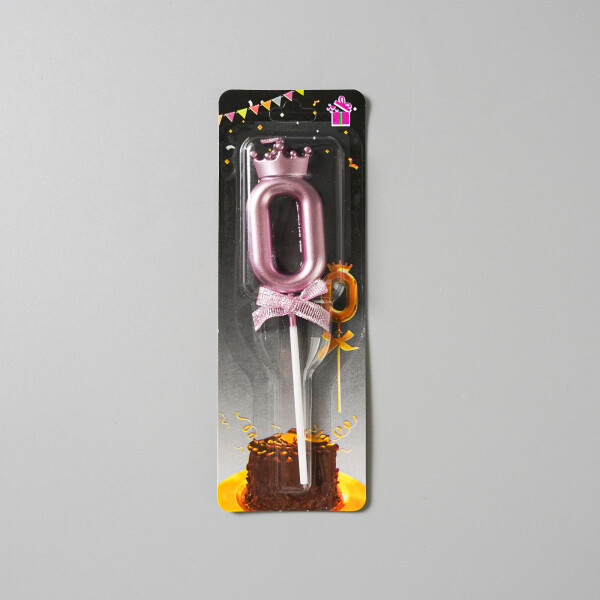 Dortová svíčka s "korunkou" ružovo-zlatá č.0