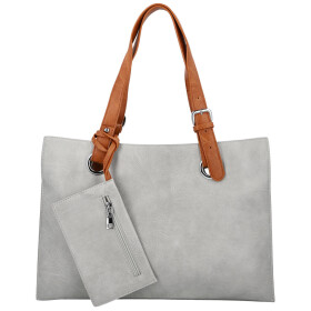 Trendy dámská koženková kabelka na rameno Valika, světle šedá