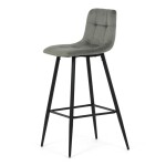 Židle barová, zelená látka, čtyřnohá kovová podnož, černý mat