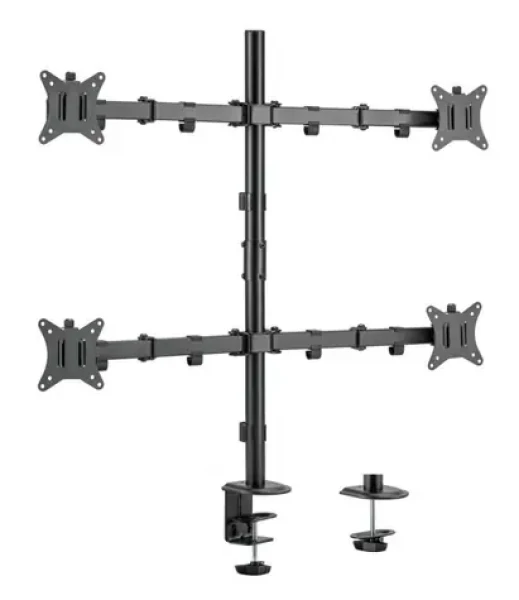 Equip stolní držák pro 4 monitory černá / Stolní držák / 17-32" / VESA 75-100 mm / nosnost 9 kg / 360° (650159)