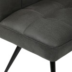 Lavice rohová, šedá látka v dekoru broušené kůže, černý kov